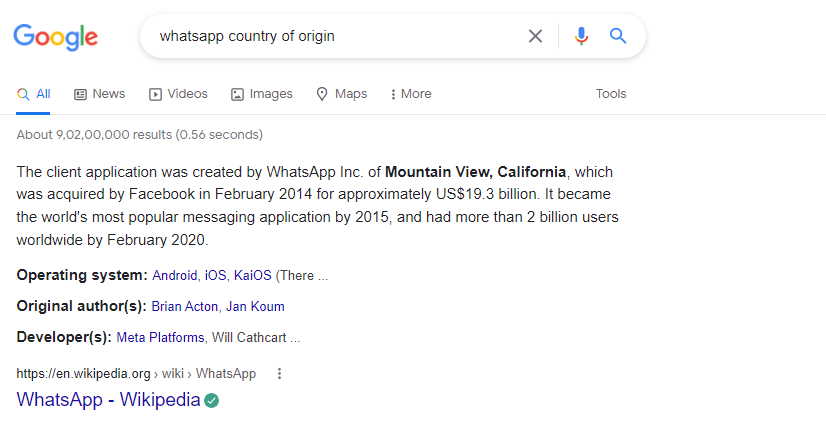 Whatsapp Country of Origin