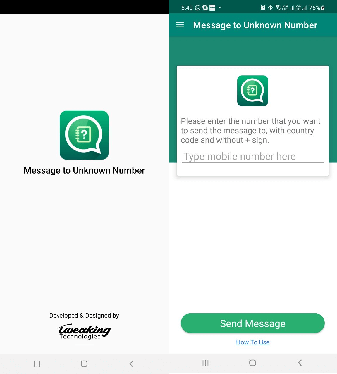 Whatsapp Message number