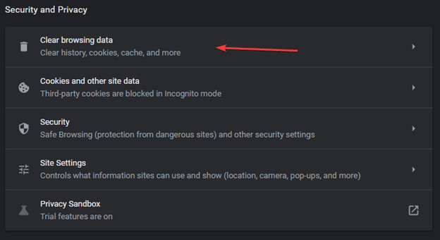 Clear Browsing Data