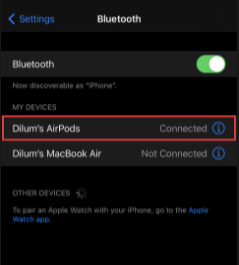 Connect to the airpod