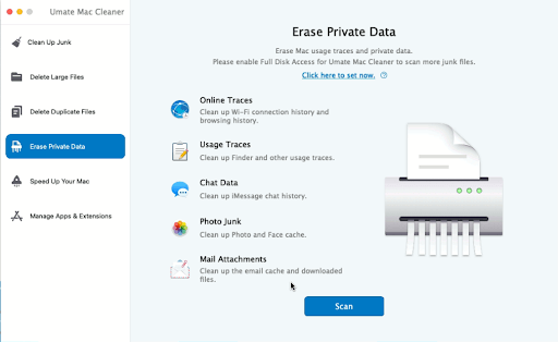Erase private data