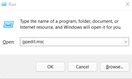 Run dialog box