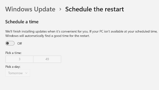 schedule a restart