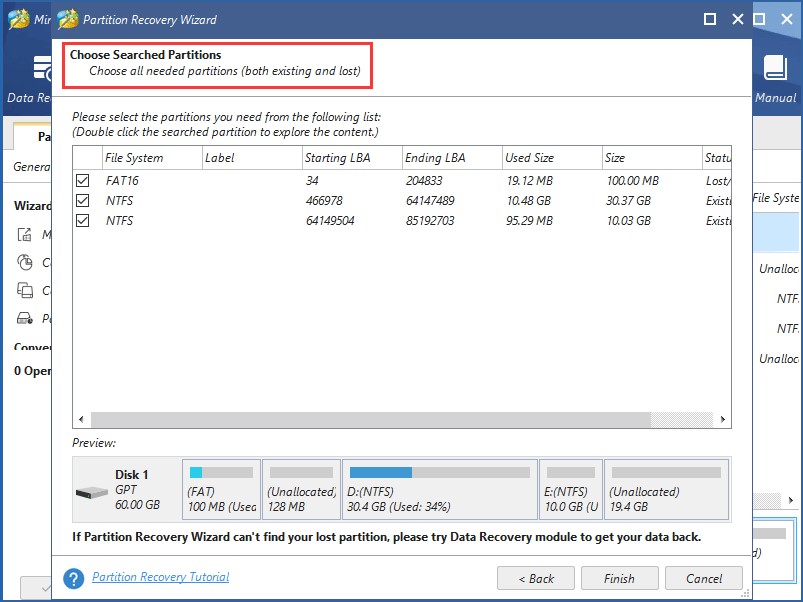 choose search partation