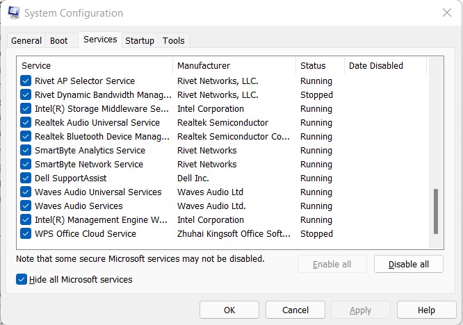 hide microsoft services
