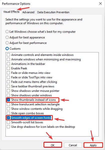 performance options
