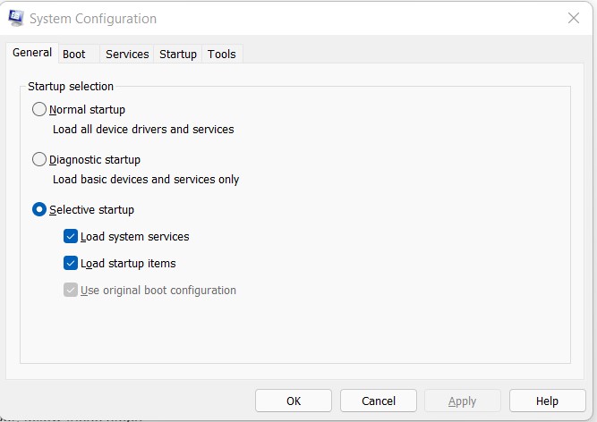 system configuration