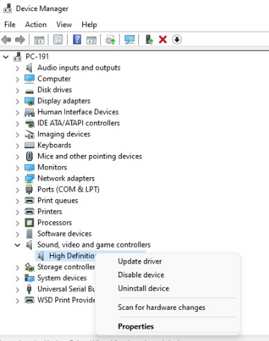 device manager properties