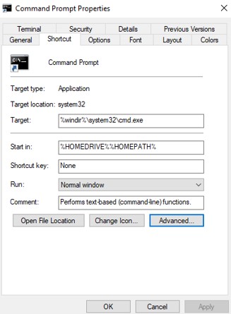 cmd properties
