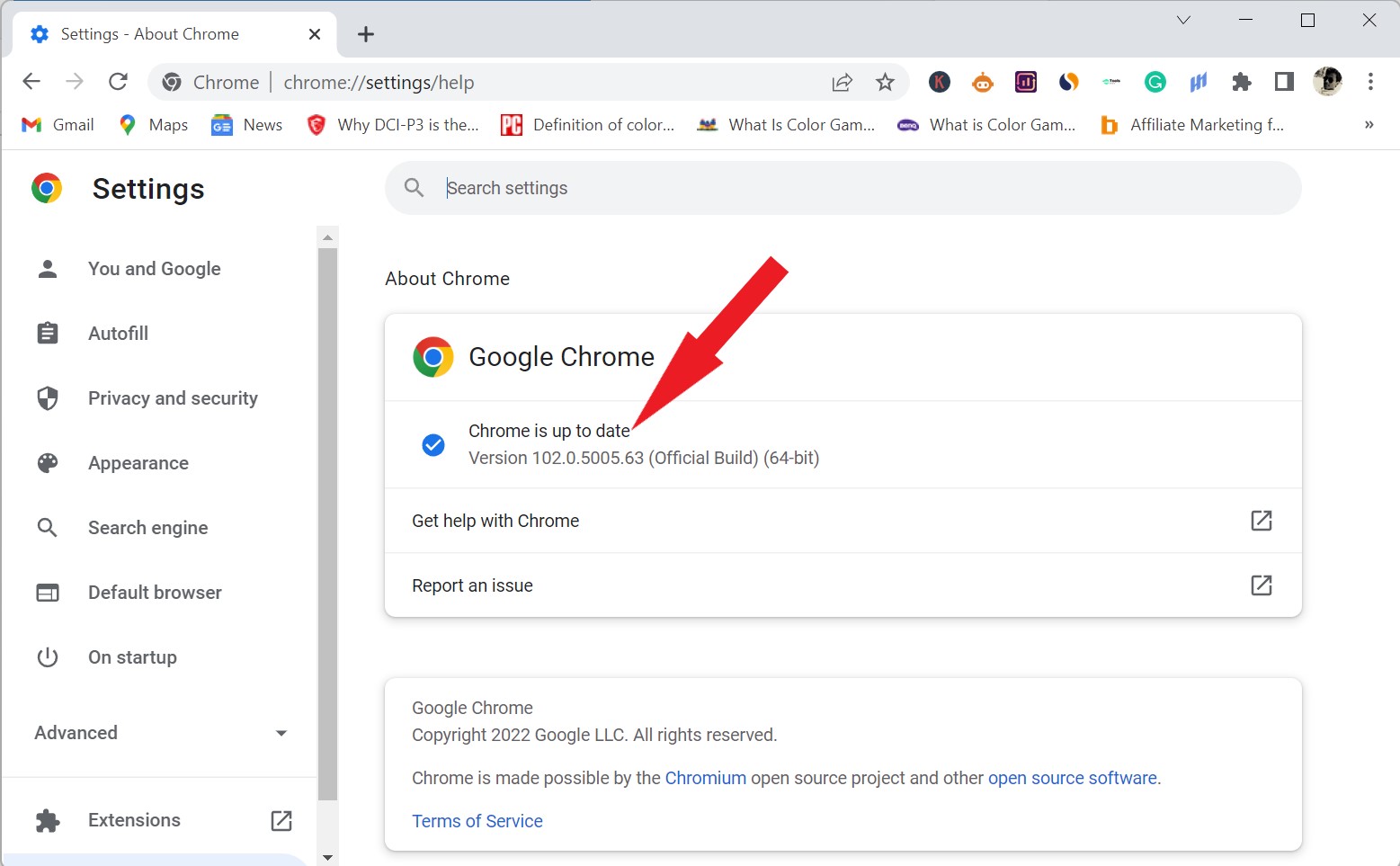googlechrome version
