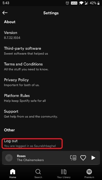 setting logout option