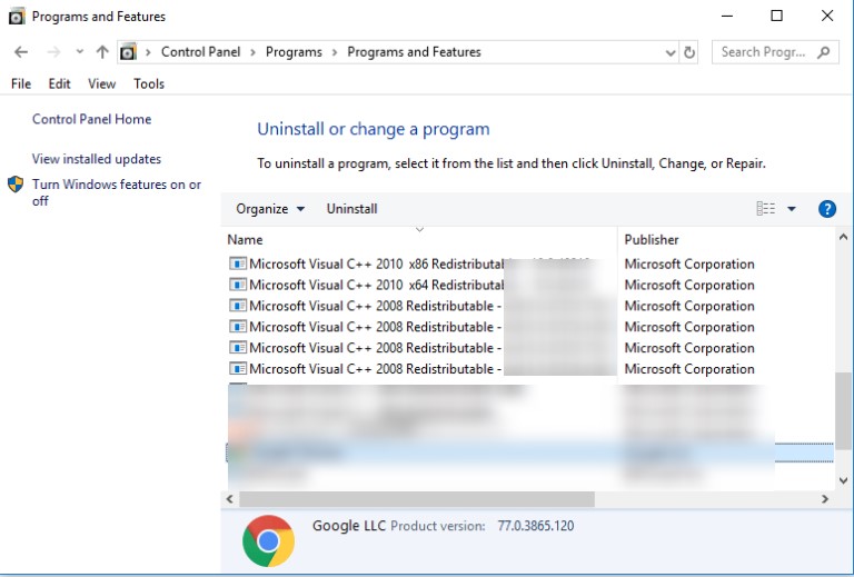 uninstall program