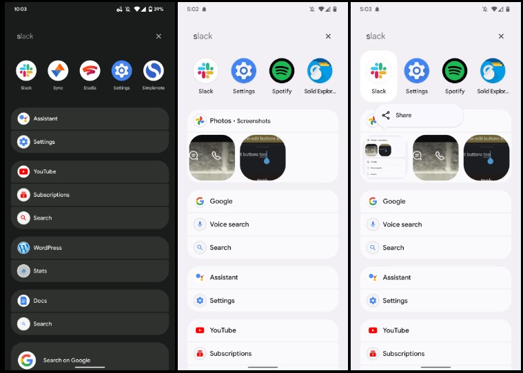 Universal Search in Pixel Launcher