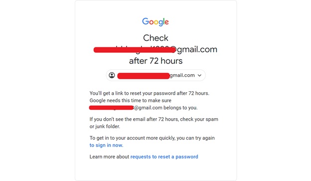 account recovery check