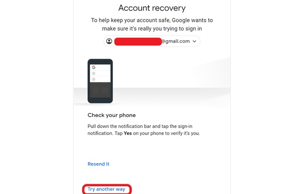 account recovery through no