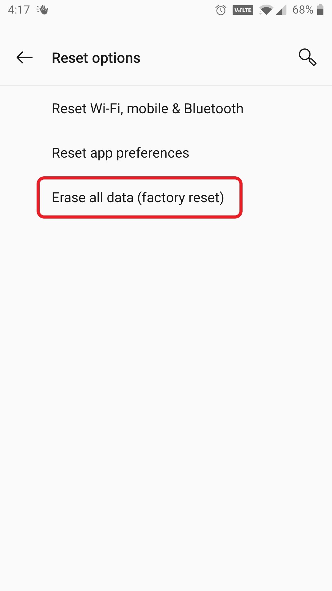 Erase all data