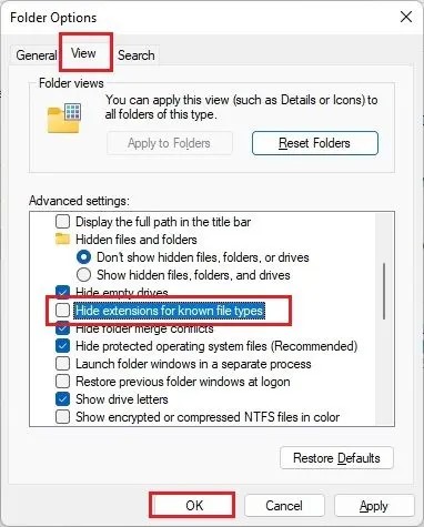 reset folders