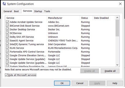 system configuration