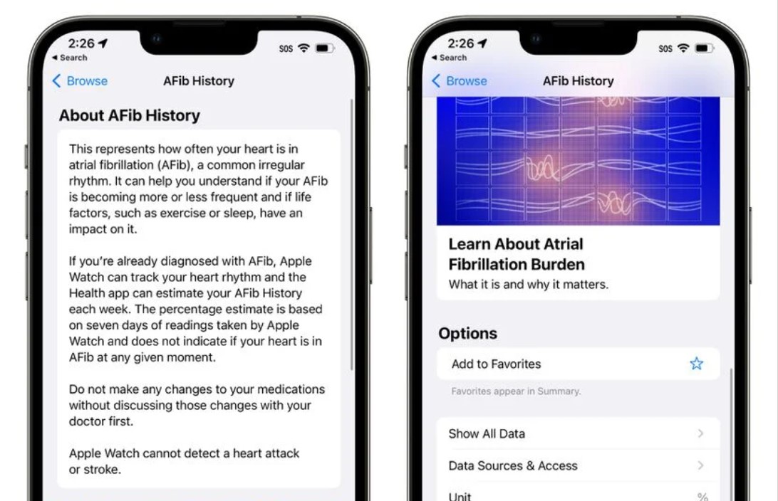 Afib History within the Health App