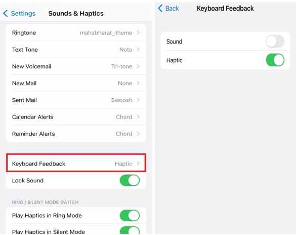 Haptic Keyboard setting