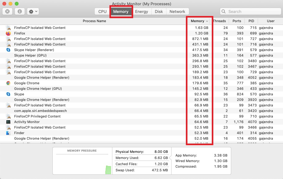 mac os activity memory