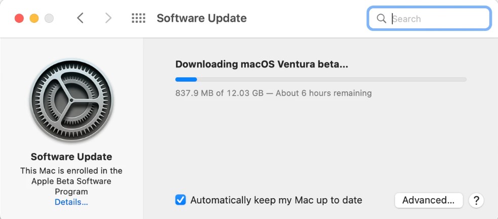 macos ventura beta software