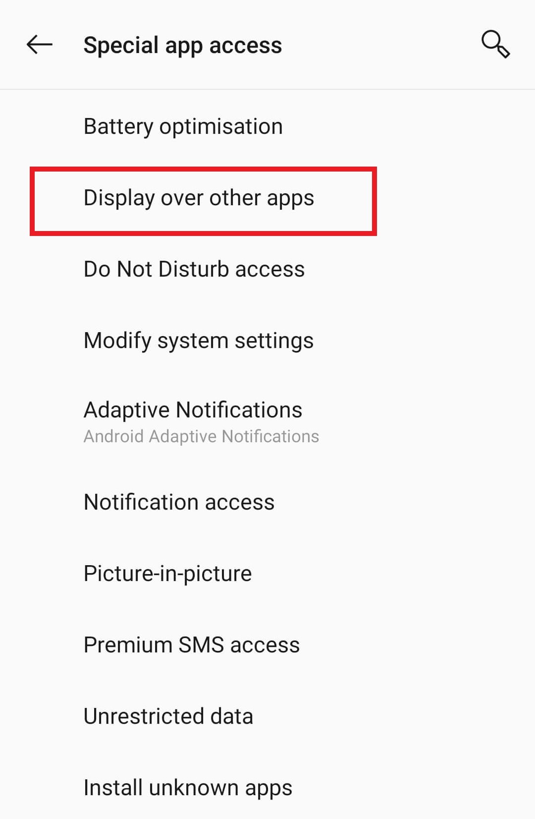display over other app