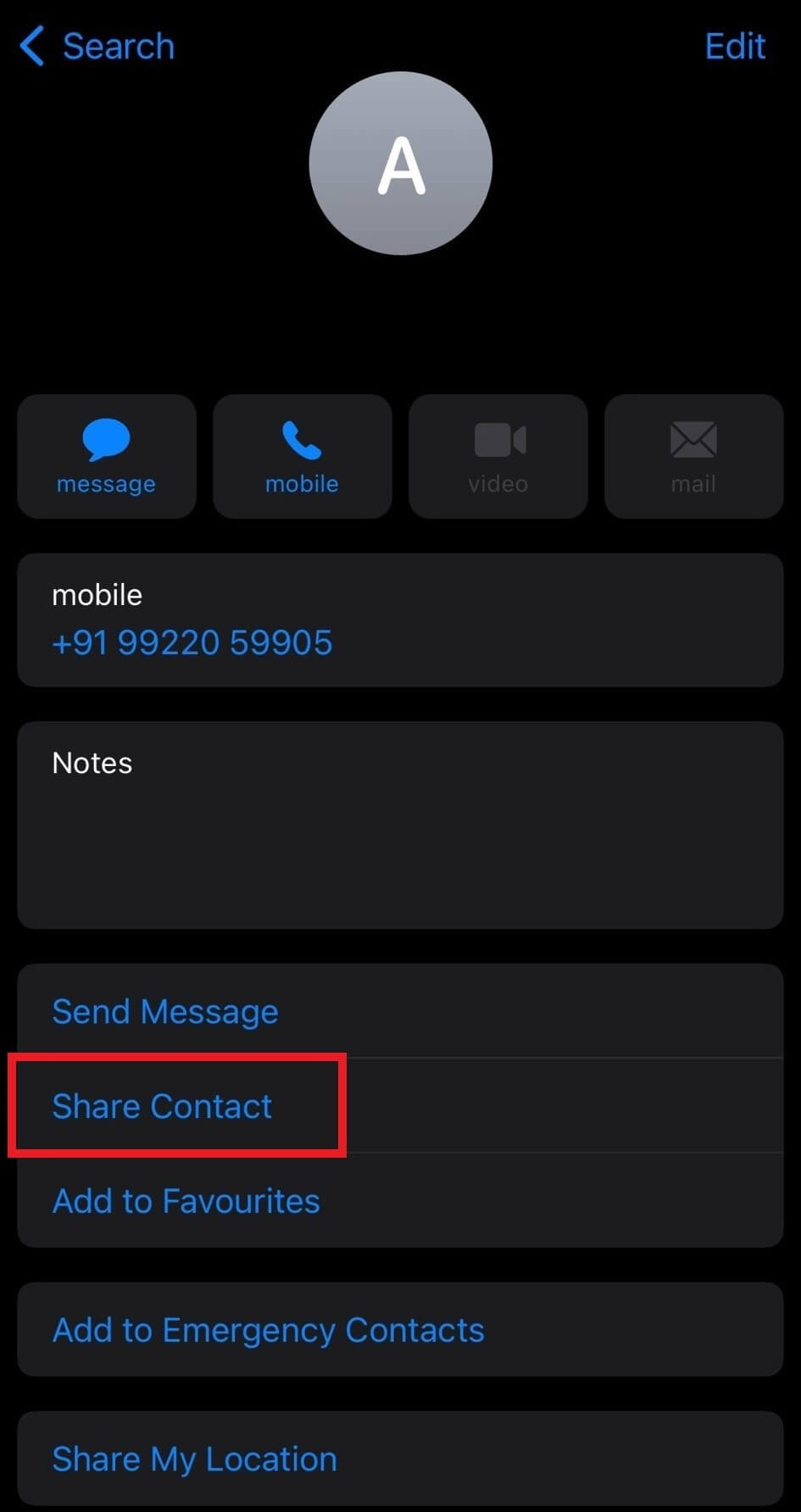share contact