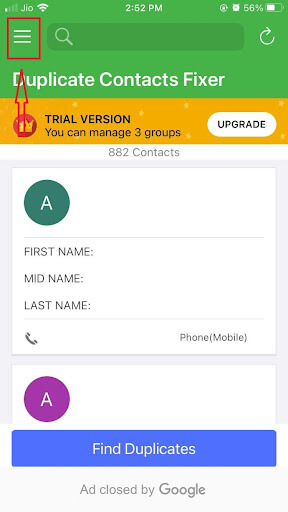 Search duplicate contacts