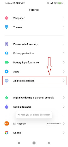 Additional settings