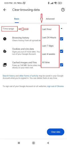 Delete search history