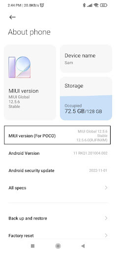 MIUI version