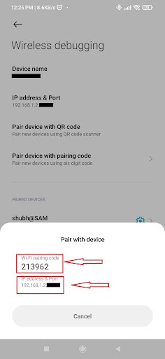 Wi-Fi pairing code