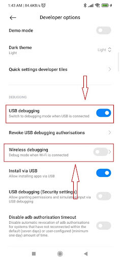 Wireless debugging