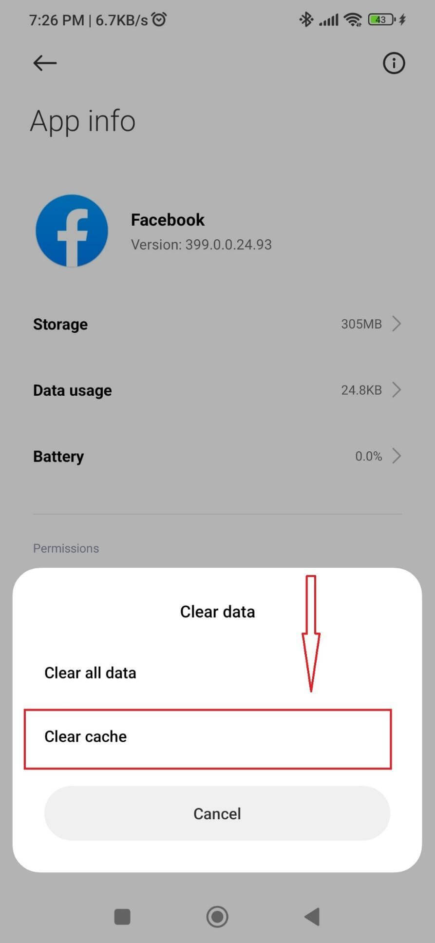 Clear cache