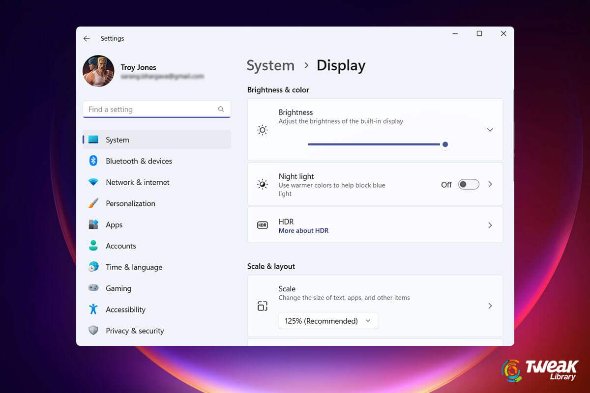 change display DPI scaling
