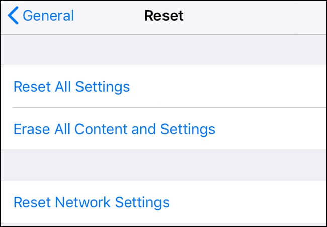reset all settings