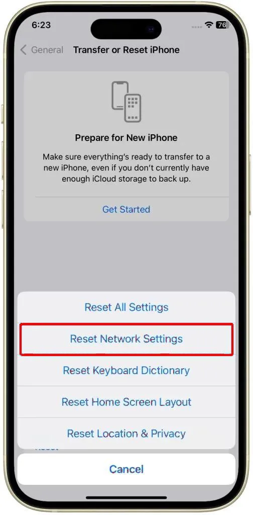 Reset Network Settings