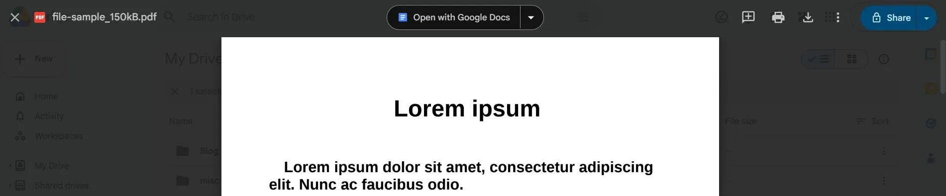 Open with Google Docs
