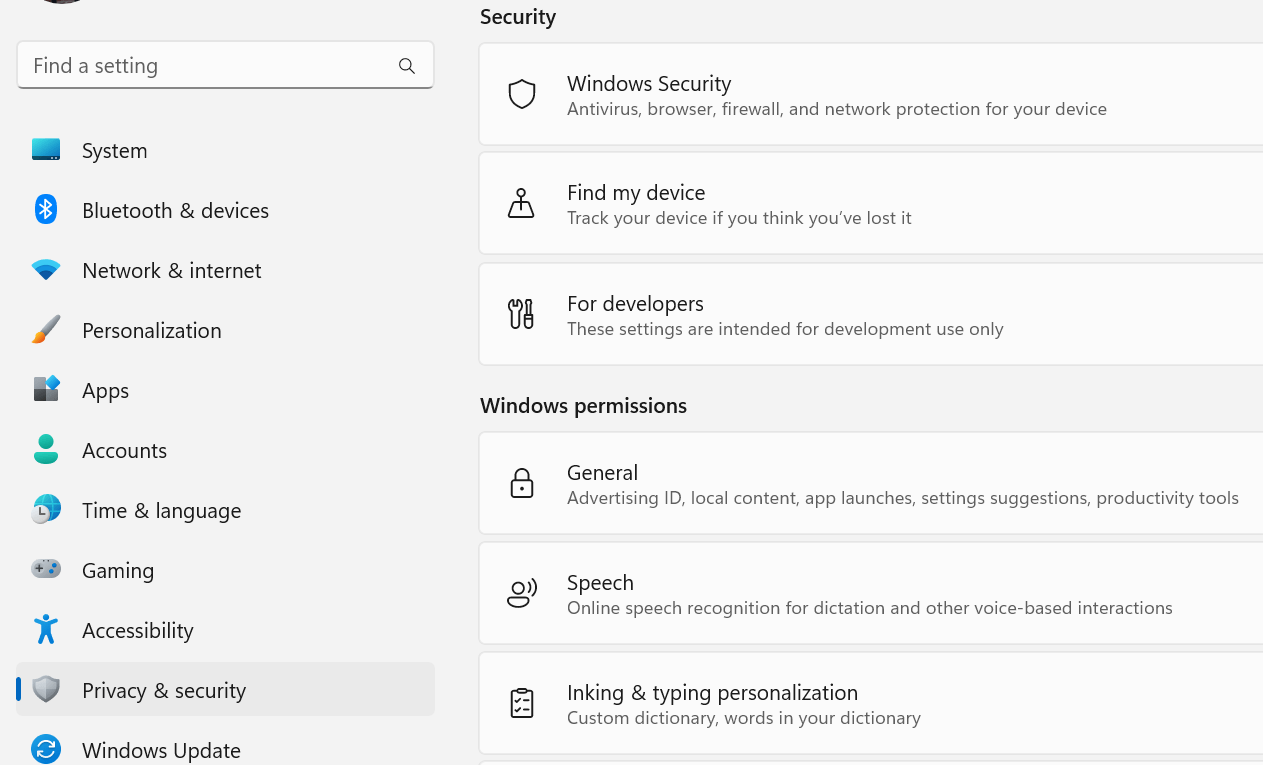 Windows Settings