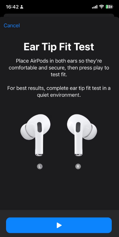 ear tip fit test