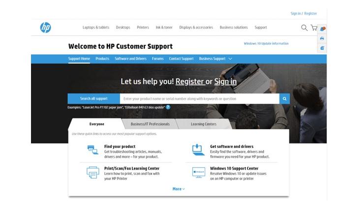 Downloading drivers from the HP website