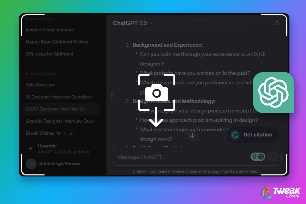 Screen Capturing Long and Engaging ChatGPT Conversations