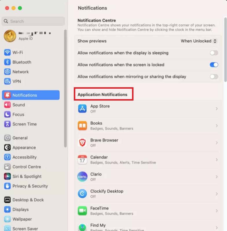 Application Notifications
