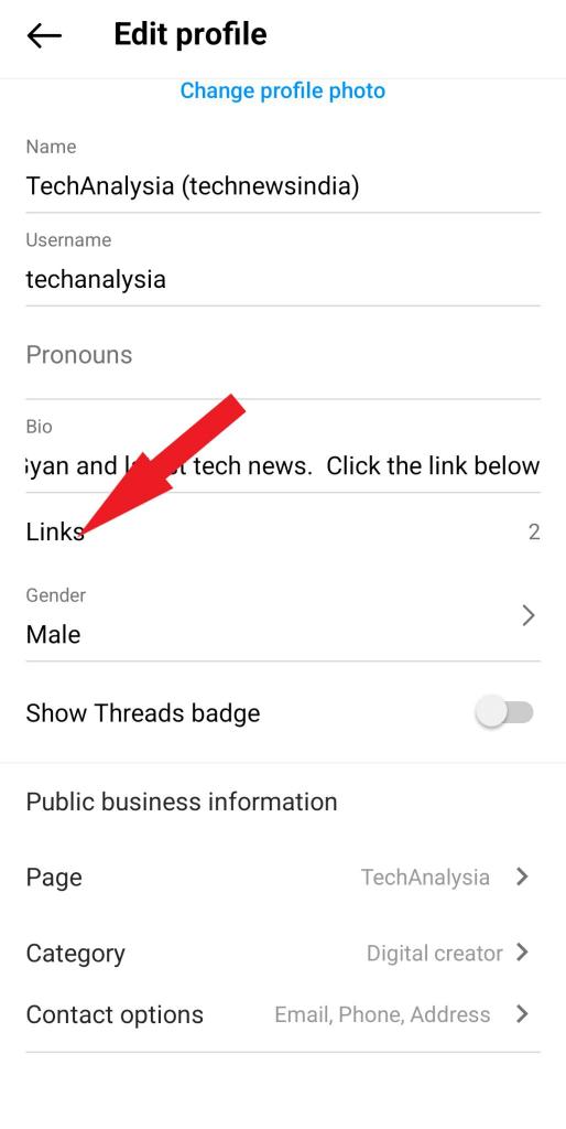 Links option