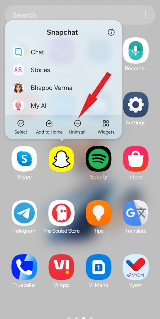 Uninstall app