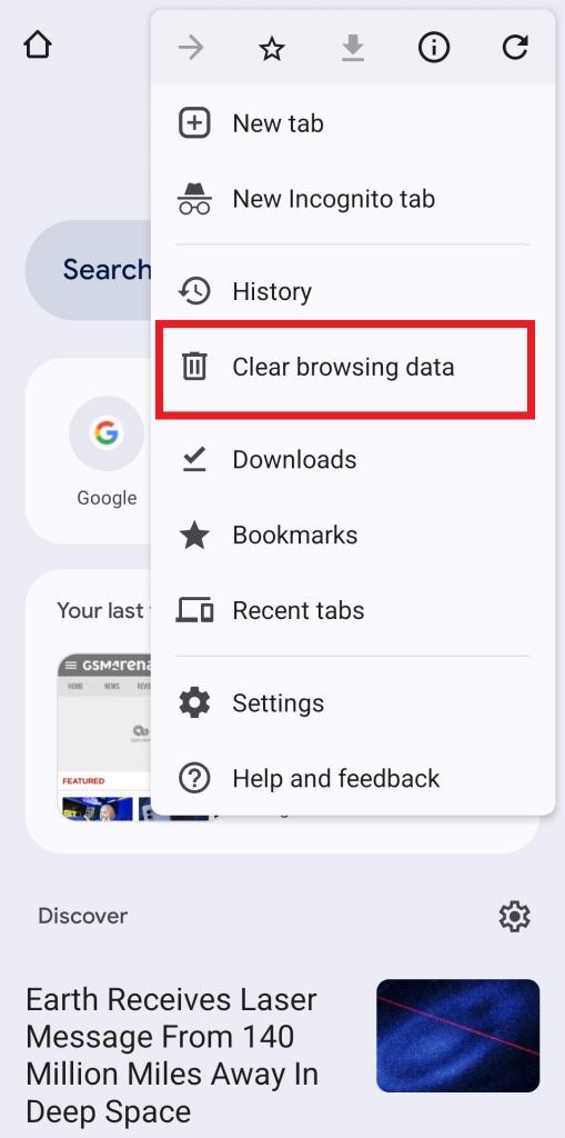 Clear browsing data