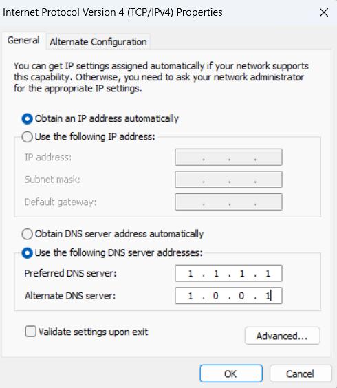 DNS server addresses