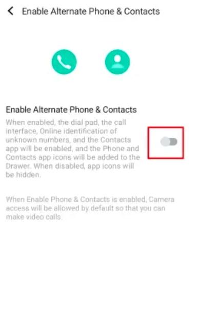 Enable Alternate Phone and Contacts option