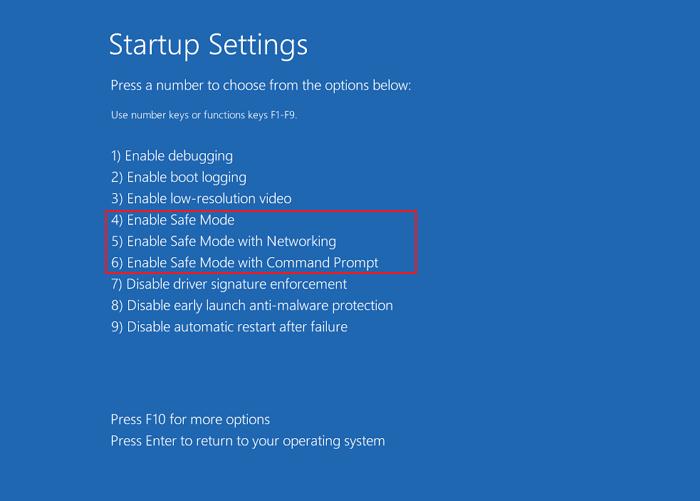 Enable Safe mode
